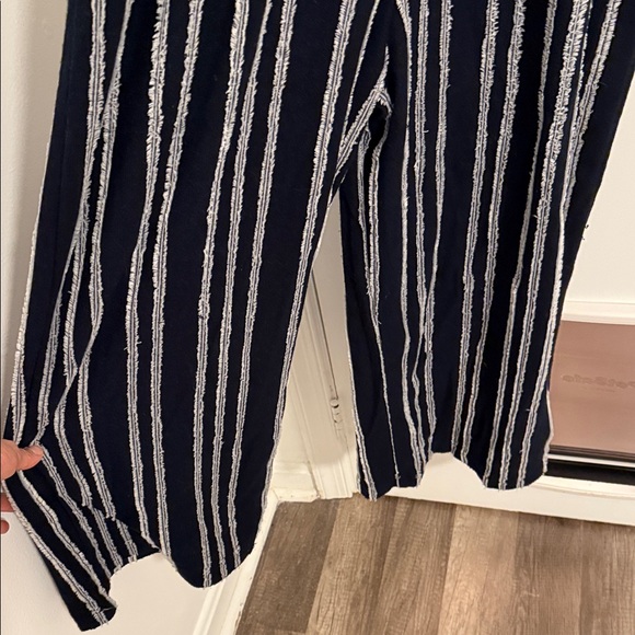 Anthropologie Dolan Navy Sz Small Left Coast Cotton Stripe Wide Leg Jumpsuit - Picture 8 of 9